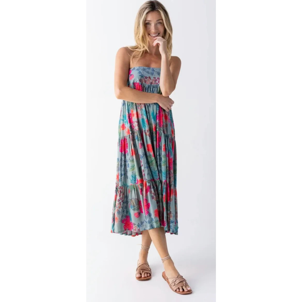 Natural Life Hanna Convertible Maxi Skirt Floral Tropical Smocked Size Medium - Picture 15 of 15